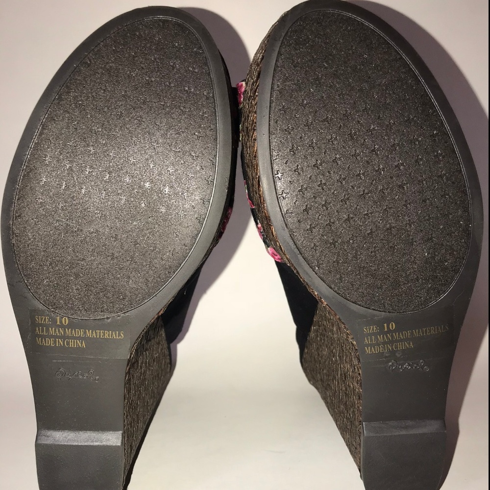 NWOB Qupid Black Canvas Bow Slingback Wedge - Picture 8 of 8